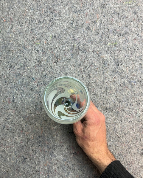 Hand-blown Mexican Art Glass Iridescent Swirl Glass Wine Goblet