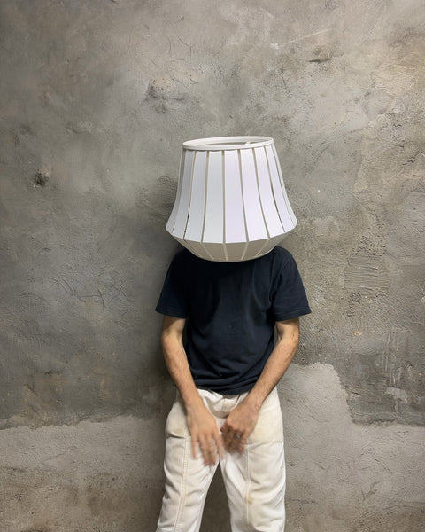 White Modern Slatted Pendant Lamp Shade, H15xW12"