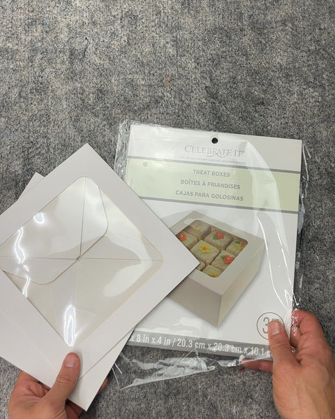 2 Foldable Celebrate It Treat Boxes, 8x8x4 Inches