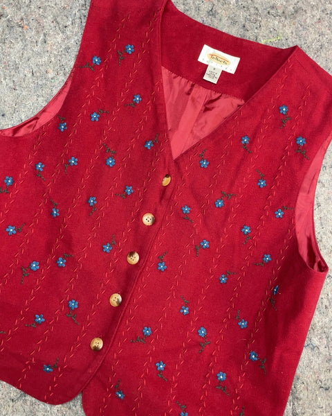 Talbots Floral Embroidered Vest, Size S