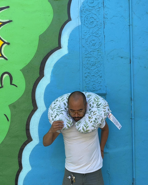 Boppy Nursing Pillow with Green Leaf Print