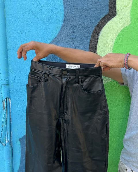 Abercrombie & Fitch Faux Leather Ankle Straight Ultra High Rise Pants, Size 26