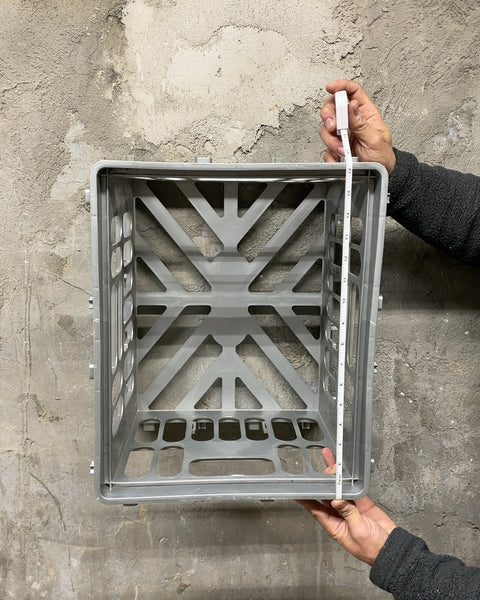 Gray Plastic Storage Crate, 14x13x6"