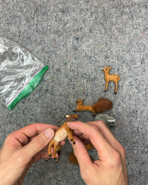 Vintage Flocked Animal Miniatures Made in West Germany