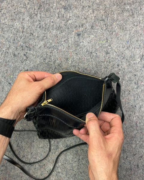 Black Woven Crossbody Bag
