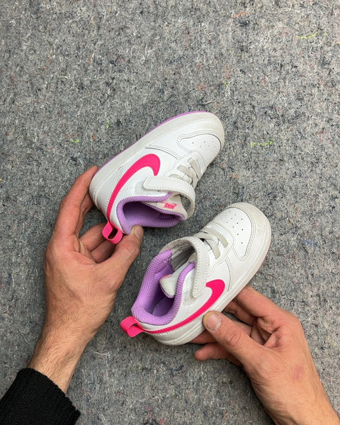 Nike White and Pink Baby Sneakers, Size 8C or EU 25C