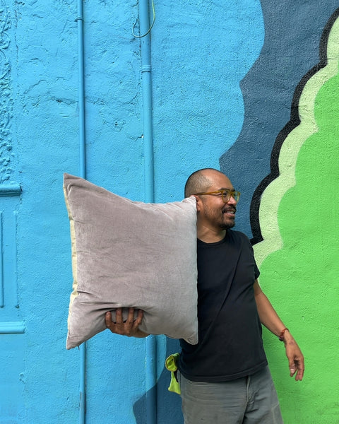 Gray Square Velvet Throw Pillow, 22x22"