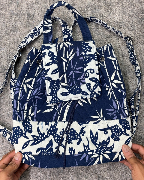 True Blue Art Quilted Cotton Backpack