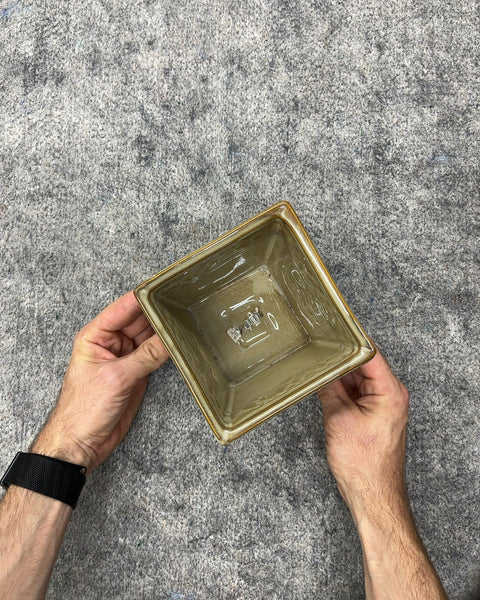 Glazed Ceramic Square Planter with Relief Band, 5"