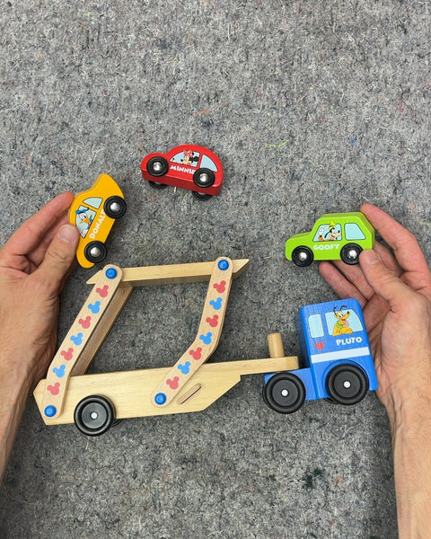 Disney Wooden Mickey Mouse and Friends Car Carrier with Cars