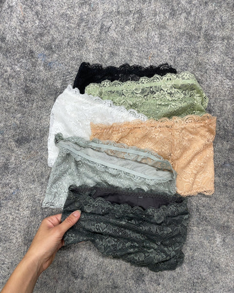 Floral Lace Strapless Bralettes, Set of 6, Size S