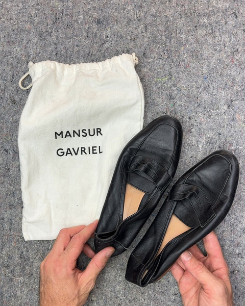 Mansur Gavriel Black Leather Loafers, Size 38.5